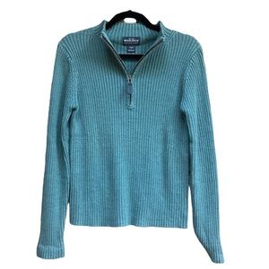 Woolrich Women's Teal Ribbed Half-Zip Sweater